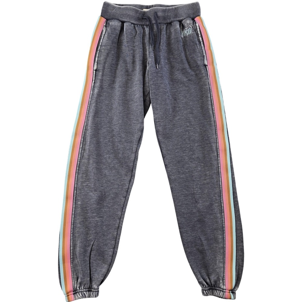 Rip Curl Jogger Pants Womens XS Gray Striped Elastic Waist Pockets Tapered